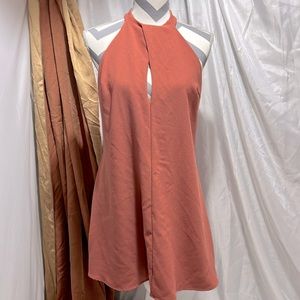 Burnt Orange Choker Neck Airy Dress